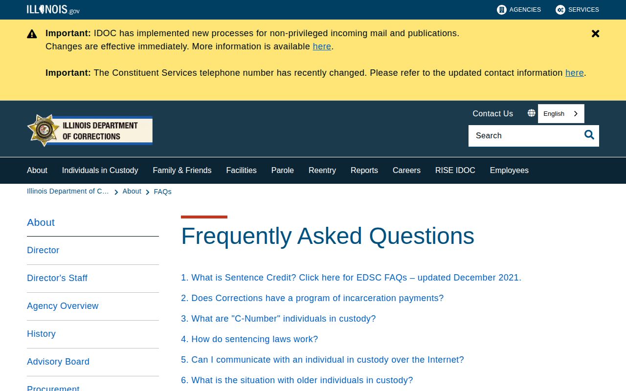 IDOC guidance on Fulton County prison release and discharge dates